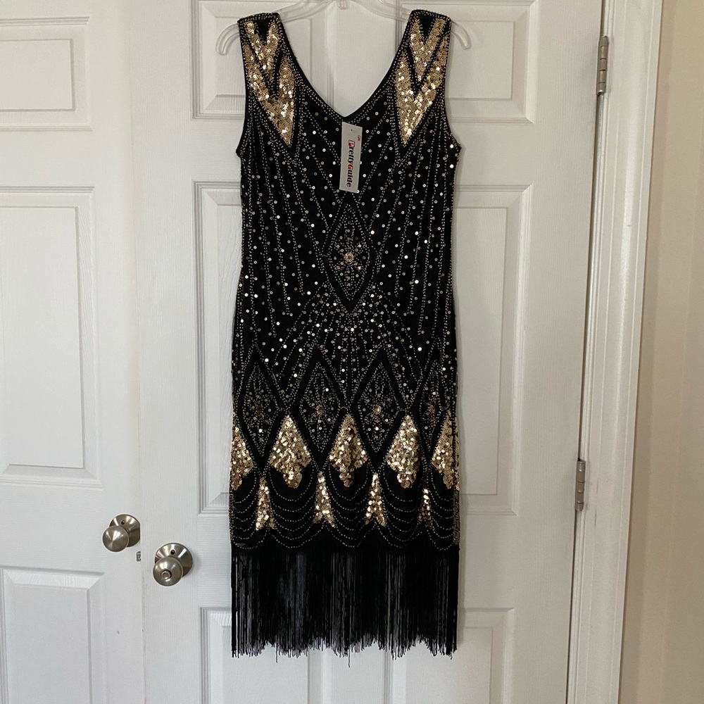 Gatsby Cocktail Sequin Art Deco Flapper Dress NWT